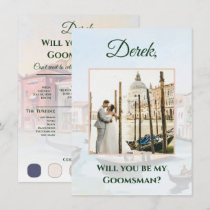 Tarjeta De Recepción Pinturas de la propuesta de Venecia Groomsman Tarj