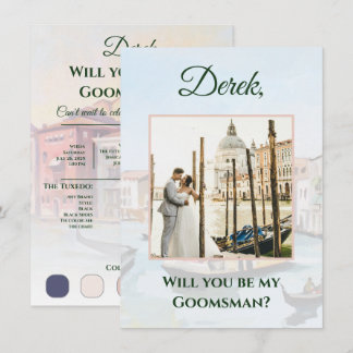 Tarjeta De Recepción Pinturas de la propuesta de Venecia Groomsman Tarj