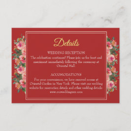 Tarjeta De Recepción Pionero floral rosa detalles modernos de boda chin