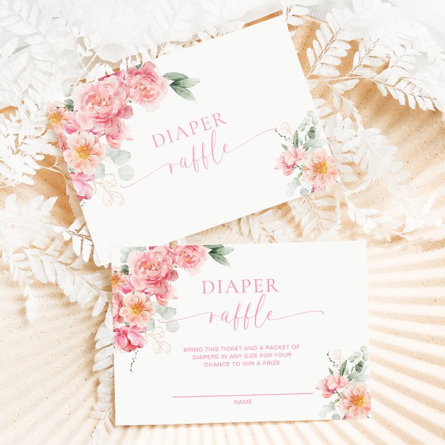 Tarjeta De Recepción Piper Peony Baby Shower Diaper Raffle Ticket (Raffle Ticket Piper Peony )