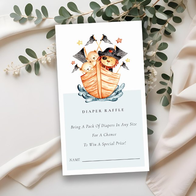 Tarjeta De Recepción Pirata Barco Lion Cub Diaper Raffle Baby Shower (Subido por el creador)