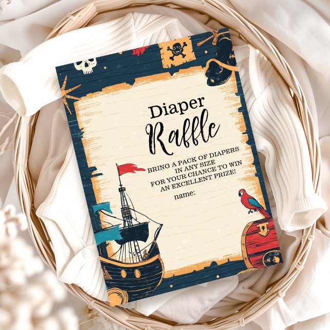Tarjeta De Recepción Pirata Náutica Baby Shower Diapper Raffle (Subido por el creador)