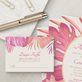 Tarjeta De Recepción Piscina Tropical Pink Diaper Raffle