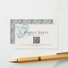 Tarjeta De Recepción Pistachio Caja de Regalo Verde Código QR RSVP