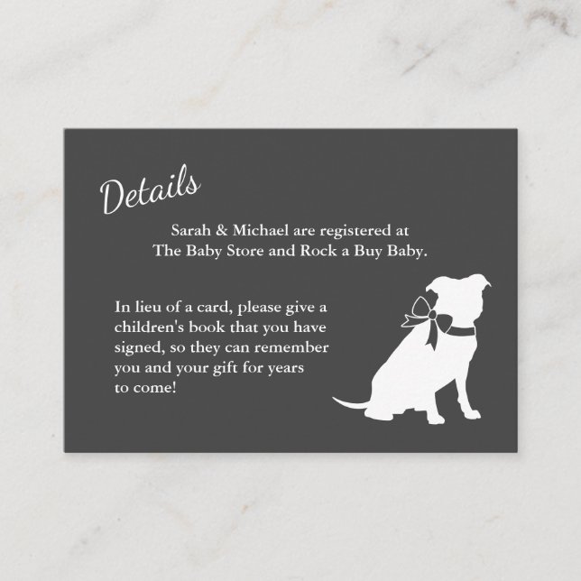 Tarjeta De Recepción Pitbull, Chica rosa Baby Shower Bulldog Pit (Anverso)