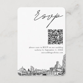 Tarjeta De Recepción Pittsburgh Boda RSVP moderno Código QR pequeño