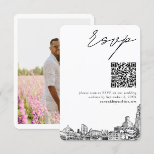 Tarjeta De Recepción Pittsburgh Boda RSVP moderno Código QR pequeño