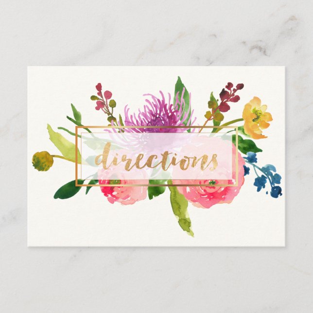 Tarjeta De Recepción PixDezines direcciones acuarela floral/ranunculus (Anverso)