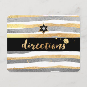 Tarjeta De Recepción PixDezines direcciones/plateado/oro/rayas/mitzvah