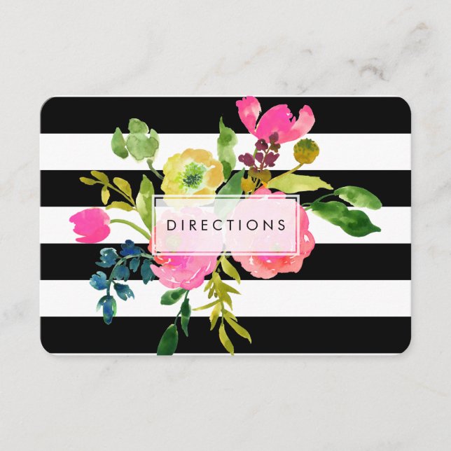 Tarjeta De Recepción PixDezines Directions Floral Mitzvah/DIY bckgrad (Anverso)