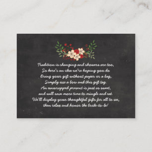 Tarjeta De Recepción Pizarra floral roja ninguna ducha nupcial del