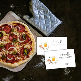 Tarjeta De Recepción Pizza Beers Pacifier Diaper Raffle Baby Shower