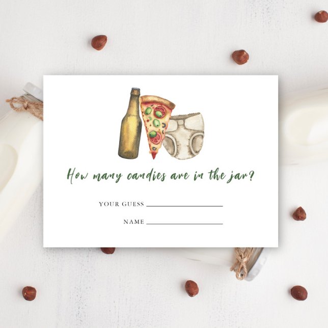 Tarjeta De Recepción Pizza, breas y pañales también - cuántos dulces (Subido por el creador)