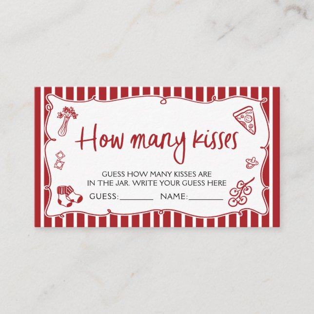 Tarjeta De Recepción Pizza italiana adivina cuántos besos de juego (Anverso)