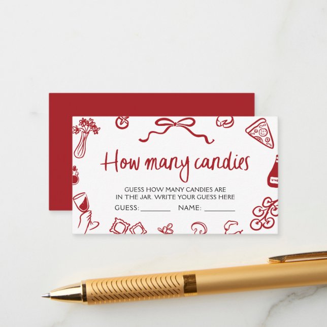 Tarjeta De Recepción Pizza italiana adivina cuántos boletos de juego pa (Anverso/Reverso In Situ)