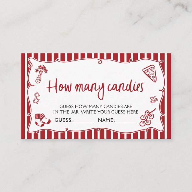 Tarjeta De Recepción Pizza italiana adivina cuántos boletos de juego pa (Anverso)