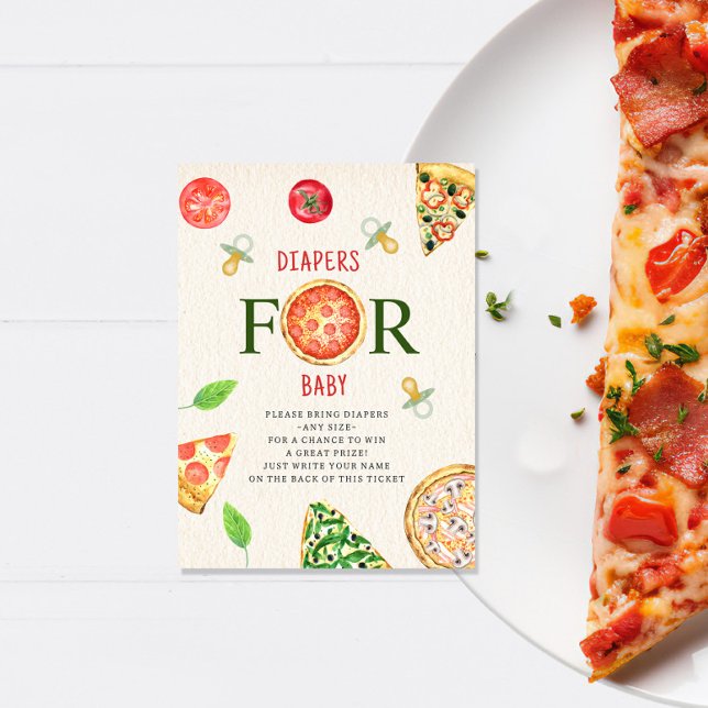 Tarjeta De Recepción Pizza + Pacificadores Baby Shower Diaper Raffle Ti (Subido por el creador)