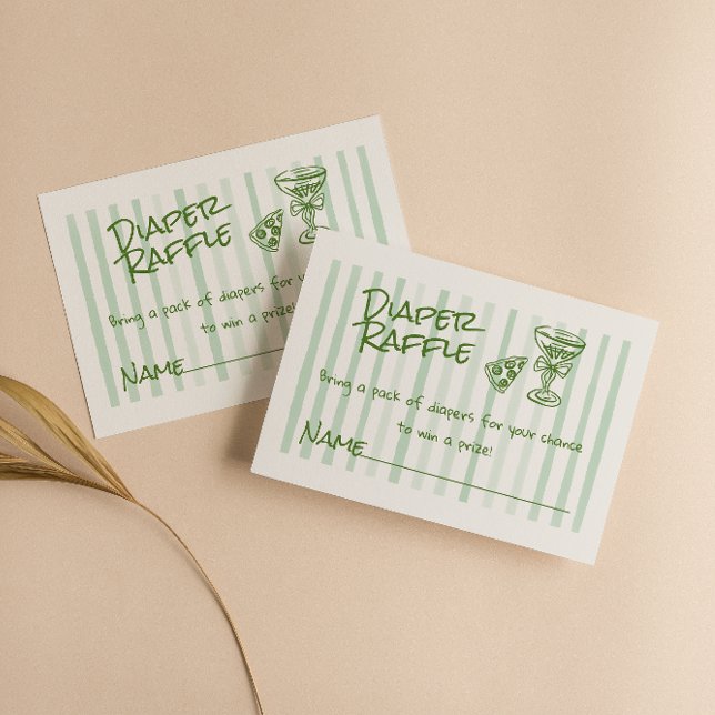 Tarjeta De Recepción Pizza Rosa Verde de mano Dibujo pañal de pañal par (Subido por el creador)