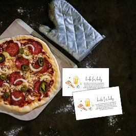 Tarjeta De Recepción Pizza Rústica Beers Pacifier Books Para Baby Showe
