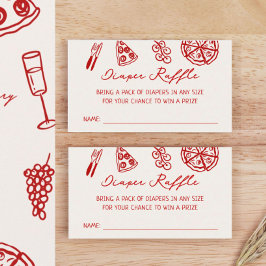 Tarjeta De Recepción Pizza Tema Baby Shower Diaper Raffle