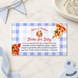 Tarjeta De Recepción Pizza y Chupetes Libros Azules Para Fiesta de Baby