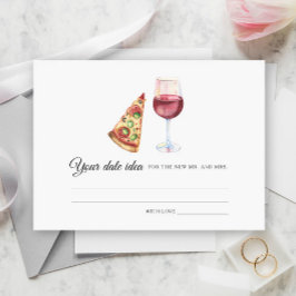 Tarjeta De Recepción Pizza y vino Ducha de novias Ideas nocturnas
