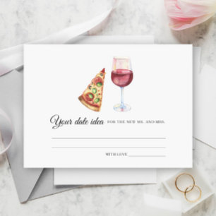Tarjeta De Recepción Pizza y vino Ducha de novias Ideas nocturnas