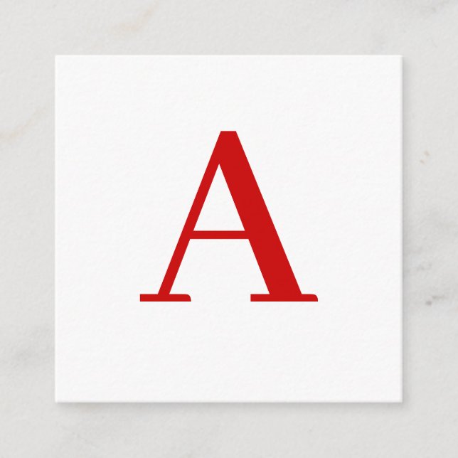 Tarjeta De Recepción Plain Modern White Red Monogram Initial Letter (Anverso)