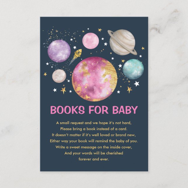 Tarjeta De Recepción Planeta exterior Galaxia libros lunares para niñas (Anverso)