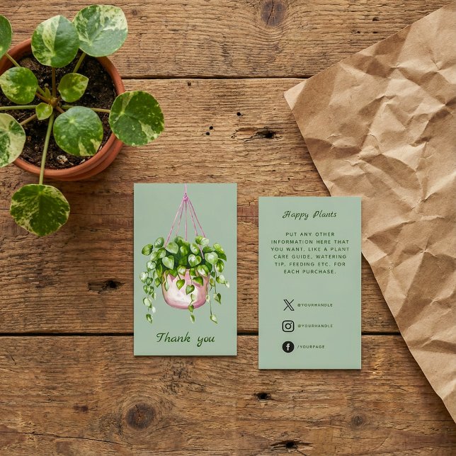 Tarjeta De Recepción Plantas colgantes de acuarela Gracias (Subido por el creador)