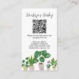 Tarjeta De Recepción Plantas Potadas Libros de Baby Shower para el códi
