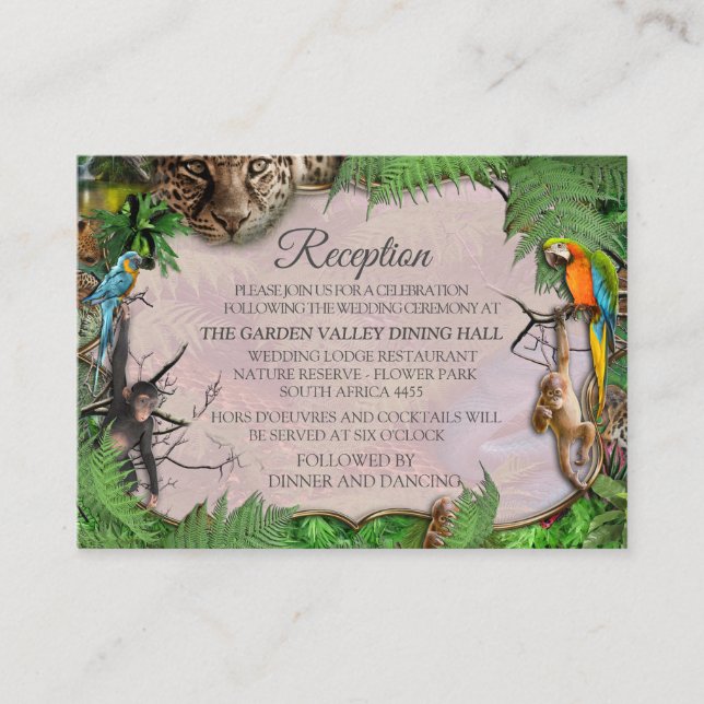 Tarjeta De Recepción Plantas y animales de la selva silvestre (Anverso)