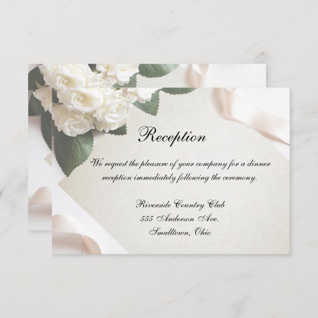 Tarjeta de Recepción Plantilla de Boda Blanca Pers (Anverso / Reverso)