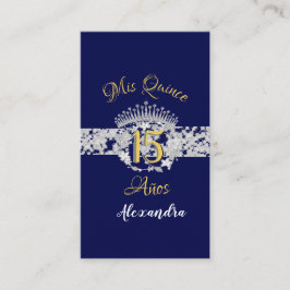 Tarjeta De Recepción Plata azul marina Quinceanera vintage Boho Español