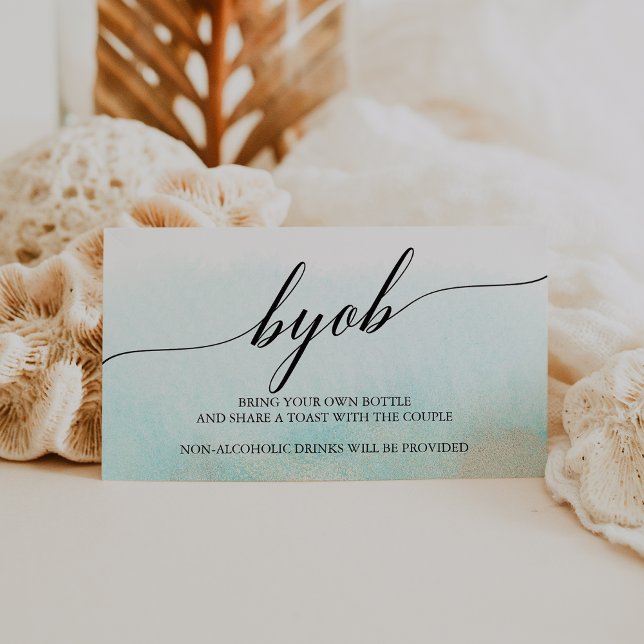 Tarjeta De Recepción Playa acuática y acuarela dorada BYOB (Subido por el creador)