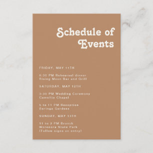 Tarjeta De Recepción Playa Retro   Calendario marrón de eventos