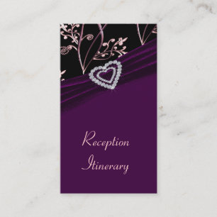 Tarjeta De Recepción Plum Elegance Heart Floral Swirls