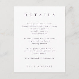 Tarjeta De Recepción Plum Purple Elegant Boho Detalles Boda Moderno
