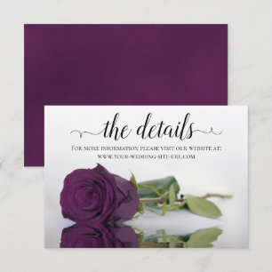 Tarjeta De Recepción Plum Purple Rosa Elegant Wedding Details Website
