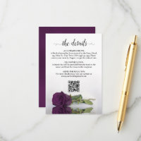 Plum Purple Rosa Elegante Detalles de Boda QR Códi