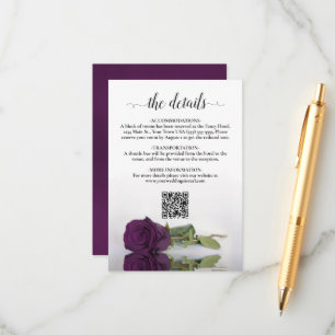 Tarjeta De Recepción Plum Purple Rosa Elegante Detalles de Boda QR Códi