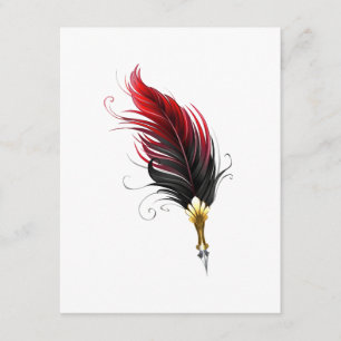 Tarjeta De Recepción Pluma de plumas rojas con nido de oro