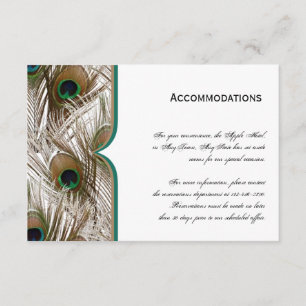 Tarjeta De Recepción Plumas del pavo real con un marco doble