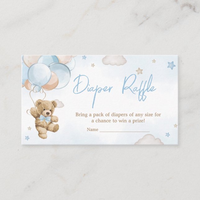 Tarjeta De Recepción Podemos Esperar A Bear Bear Balloon Diaper Raffle (Anverso)