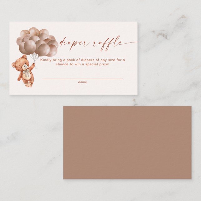 Tarjeta De Recepción Podemos Esperar A Boho Teddy Bear Diaper Raffle (Anverso / Reverso)