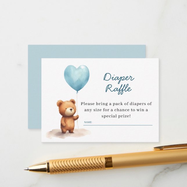 Tarjeta De Recepción Podemos Esperar A Que Teddy Bear Blue Diaper Raffl (Anverso/Reverso In Situ)