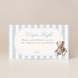 Tarjeta De Recepción Podemos Esperar A Que Teddy Bear Diaper Raffle