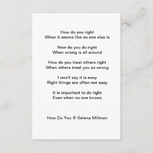 Tarjeta De Recepción Poema "Cómo lo haces"