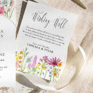 Tarjeta De Recepción Poema de pozo de deseos de boda de pradera de flor