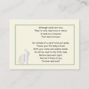 Tarjeta De Recepción Poema del libro Baby Shower de conejito a rayas - 